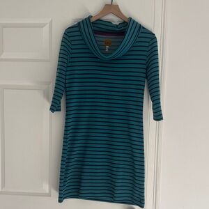 Joules Striped Teal and Navy Tunic Women's Dress US 8